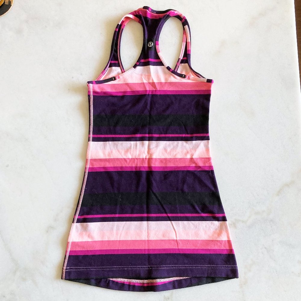 Like new! Lululemon CRB Cool Racerback tank striped pink purple black tank top